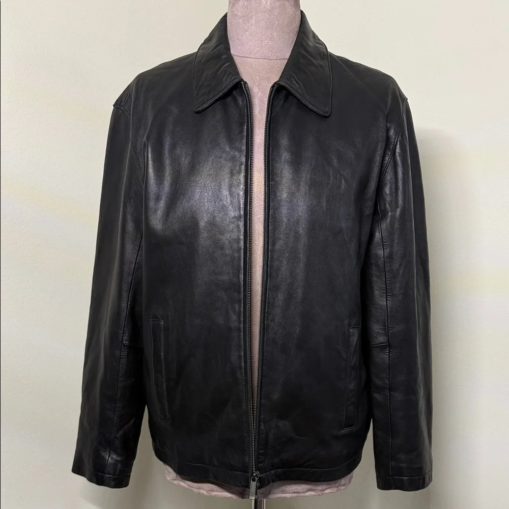 Alfani Buttery Soft Black Leather Jacket - Size Large - Picture 2 of 14